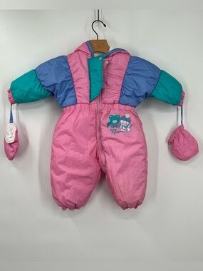 Vintage 90’s Oshkosh Baby B'gosh Colorful Baby Snowsuit with Mittens 12M